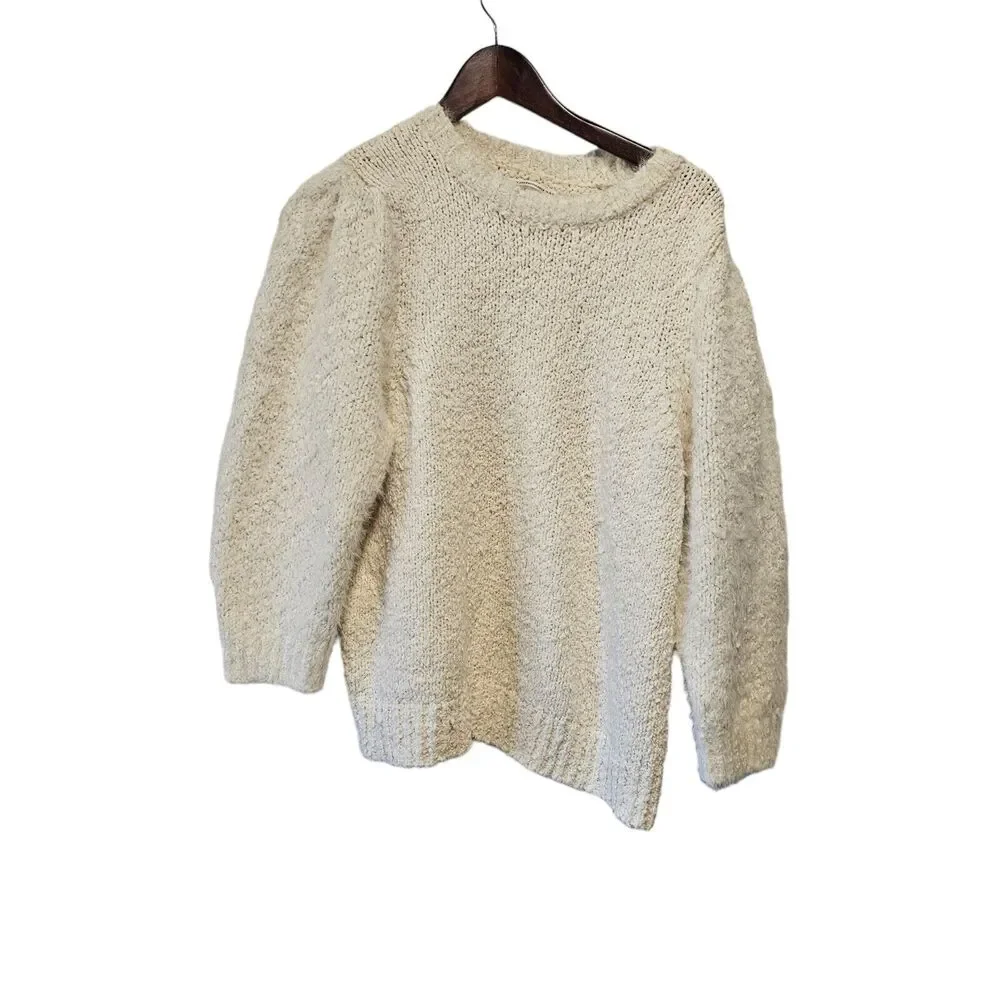 Anthropologie Sweater‎ Cream Plush Heavy Knit Size XL